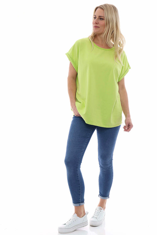 Rebecca Rolled Sleeve Top Lime - Image 5