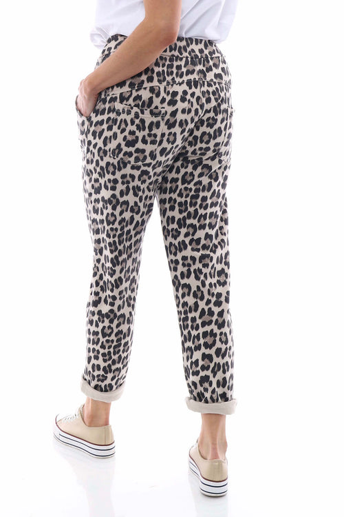 Minskip Leopard Print Jersey Pants Stone - Image 6