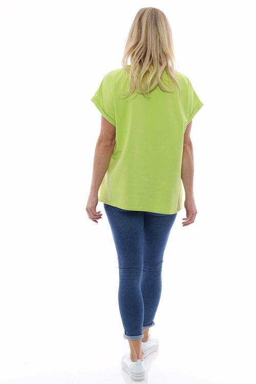 Rebecca Rolled Sleeve Top Lime - Image 6