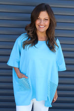 Cressida Crochet Detail Linen Top Kingfisher Kingfisher - Cressida Crochet Detail Linen Top Kingfisher