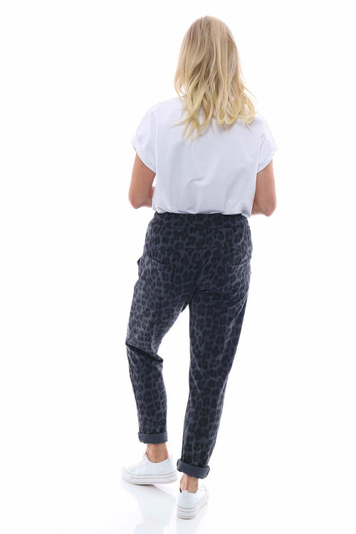 Minskip Leopard Print Jersey Pants Charcoal - Image 5