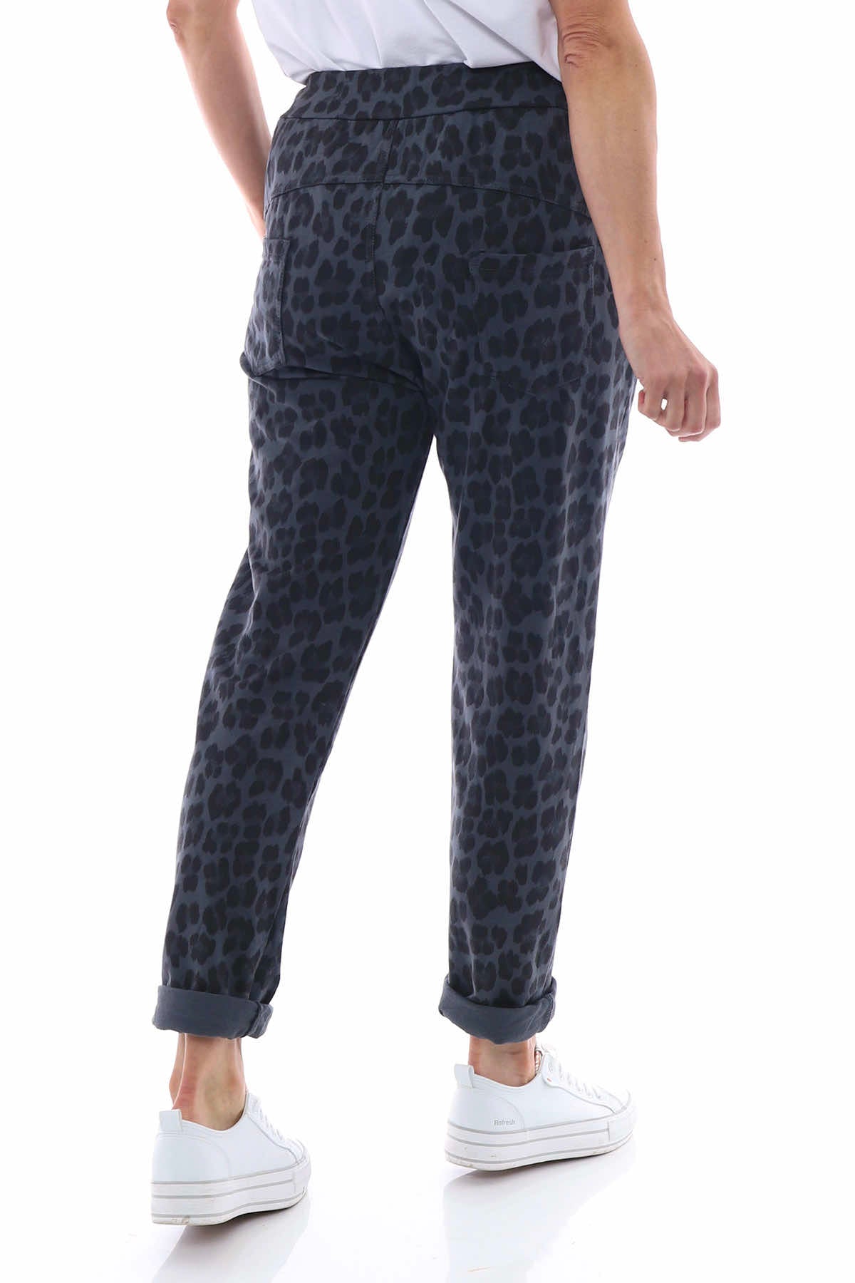 Minskip Leopard Print Jersey Pants Charcoal