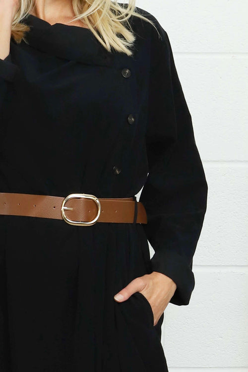 Eudora Belted Needlecord Dress Black - Image 3