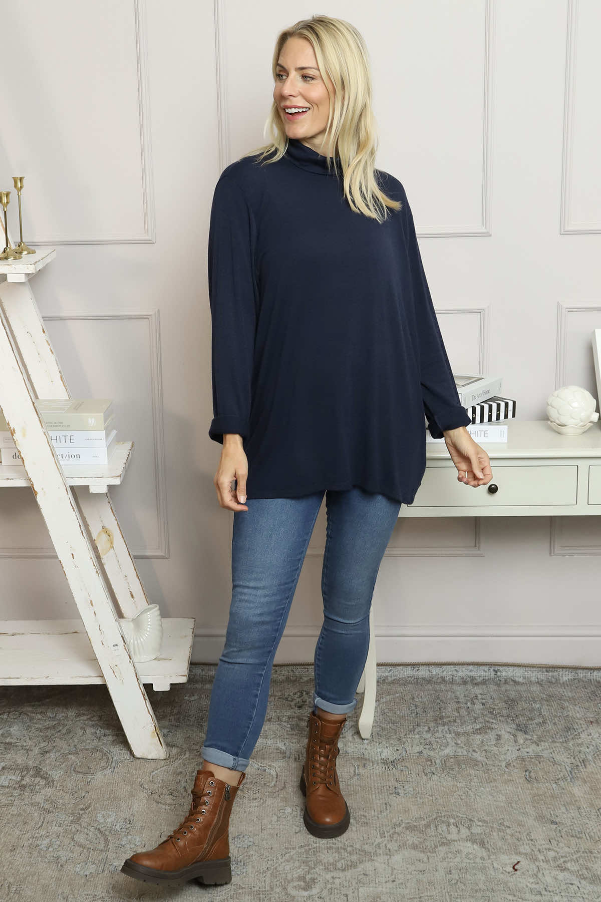 Lillian Polo Neck Jumper Navy