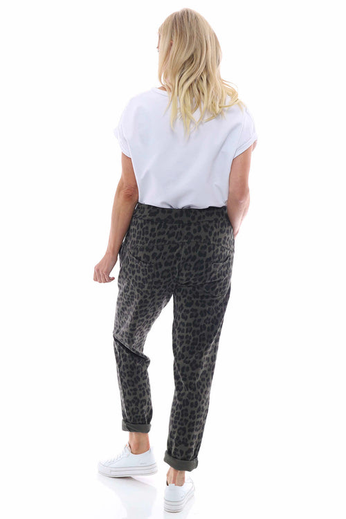 Minskip Leopard Print Jersey Pants Khaki - Image 5