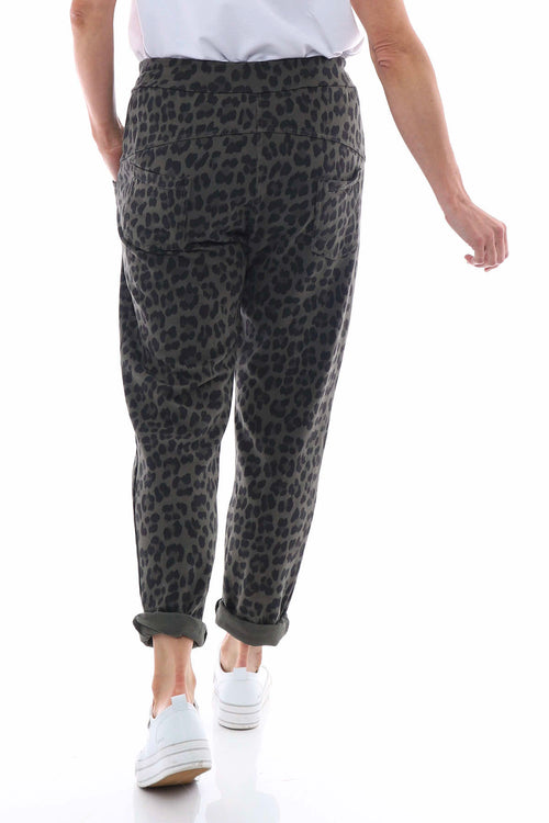 Minskip Leopard Print Jersey Pants Khaki - Image 6