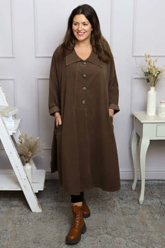 Amina Needlecord Dress Cocoa