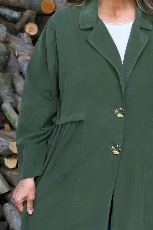 Meryl Long Needlecord Jacket Khaki - Image 3