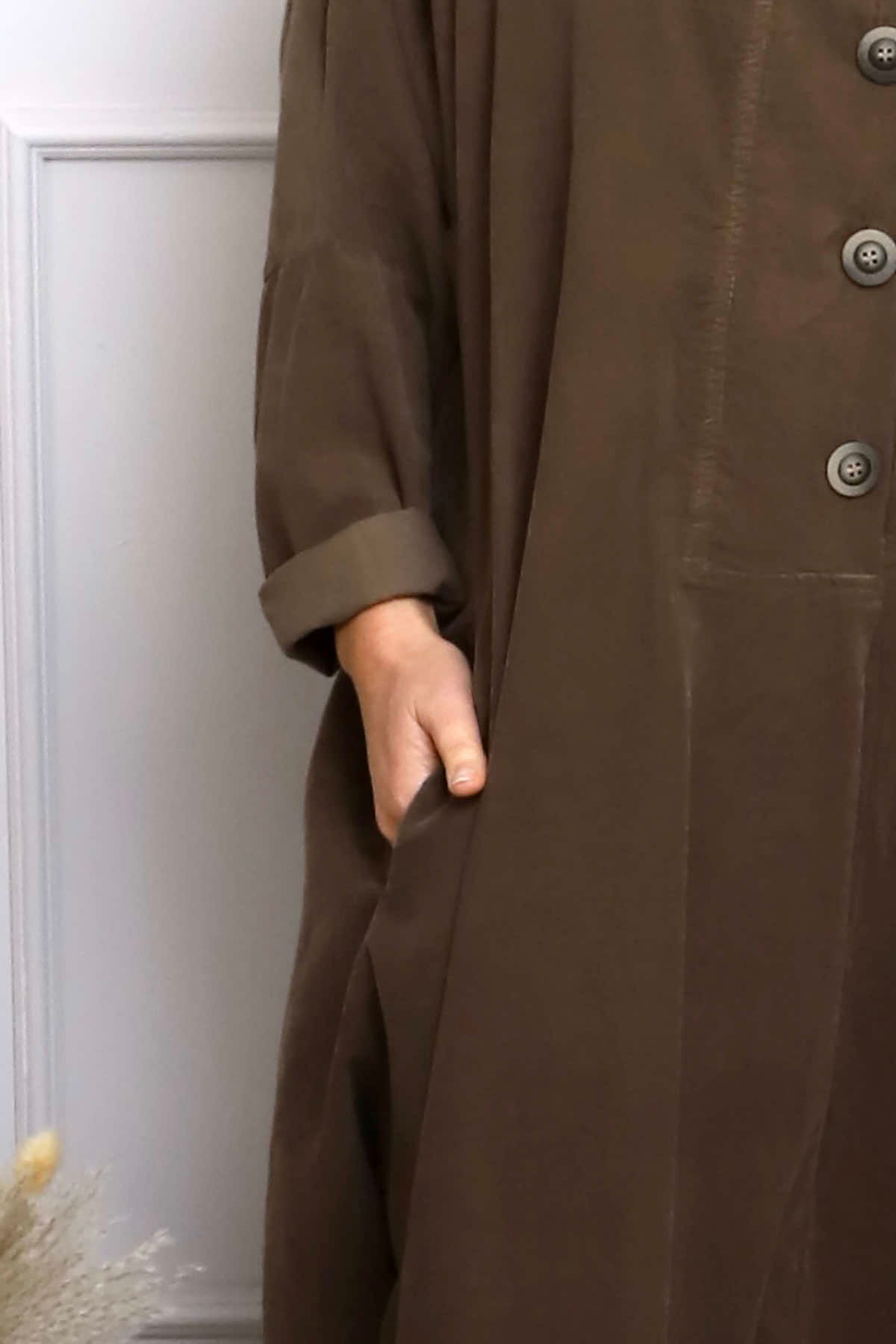 Amina Needlecord Dress Cocoa