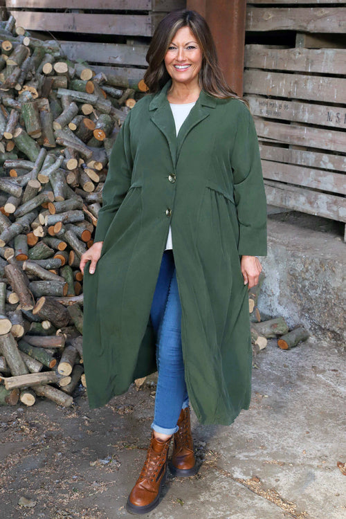 Meryl Long Needlecord Jacket Khaki