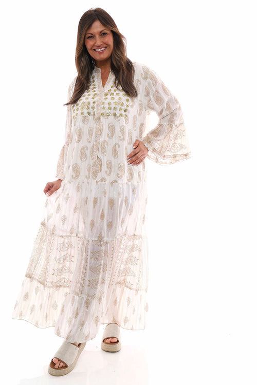 Nadya Paisley Maxi Dress White - Image 1