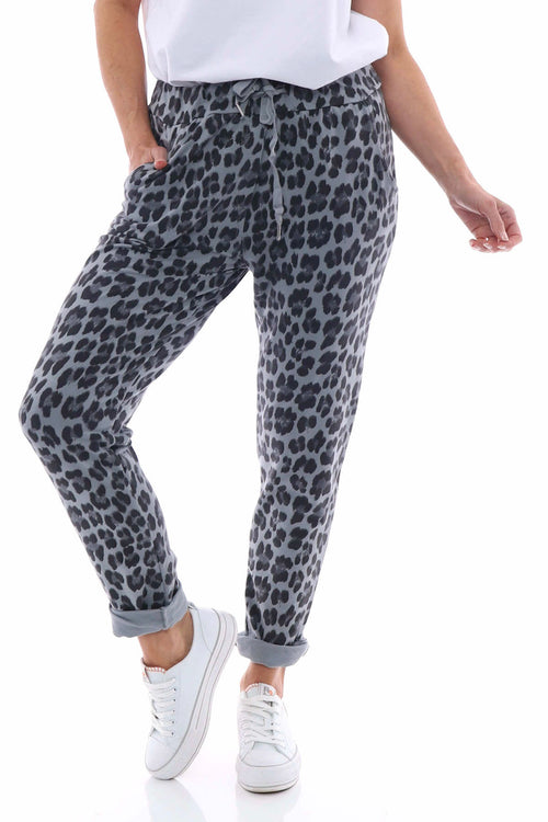 Minskip Leopard Print Jersey Pants Mid Grey - Image 2