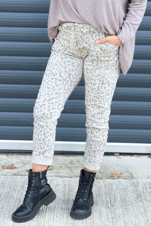 Yarwell Leopard Print Joggers Stone - Image 3