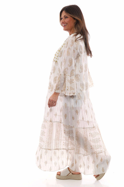 Nadya Paisley Maxi Dress White - Image 5