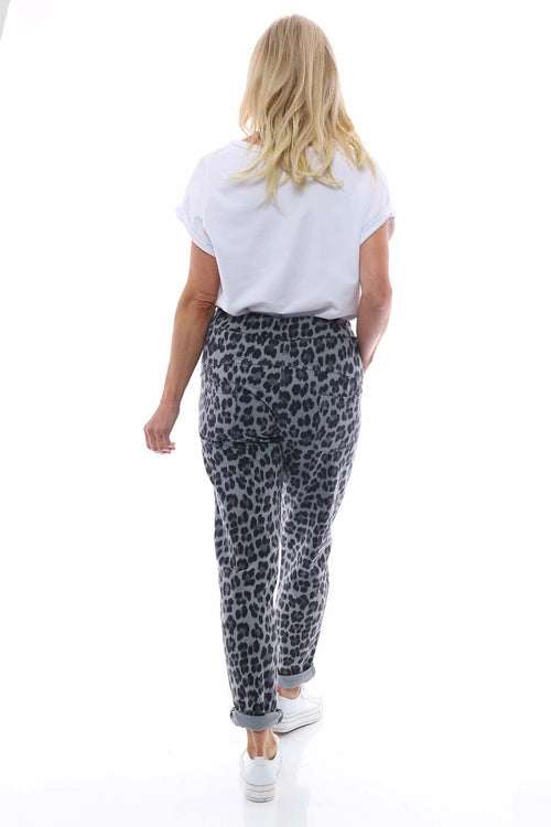 Minskip Leopard Print Jersey Pants Mid Grey - Image 5