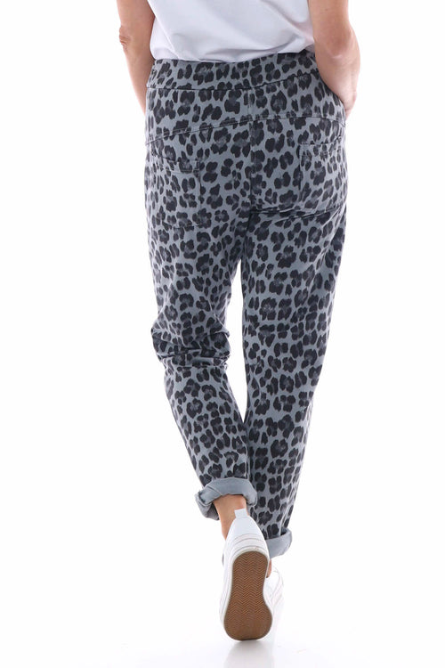 Minskip Leopard Print Jersey Pants Mid Grey - Image 6