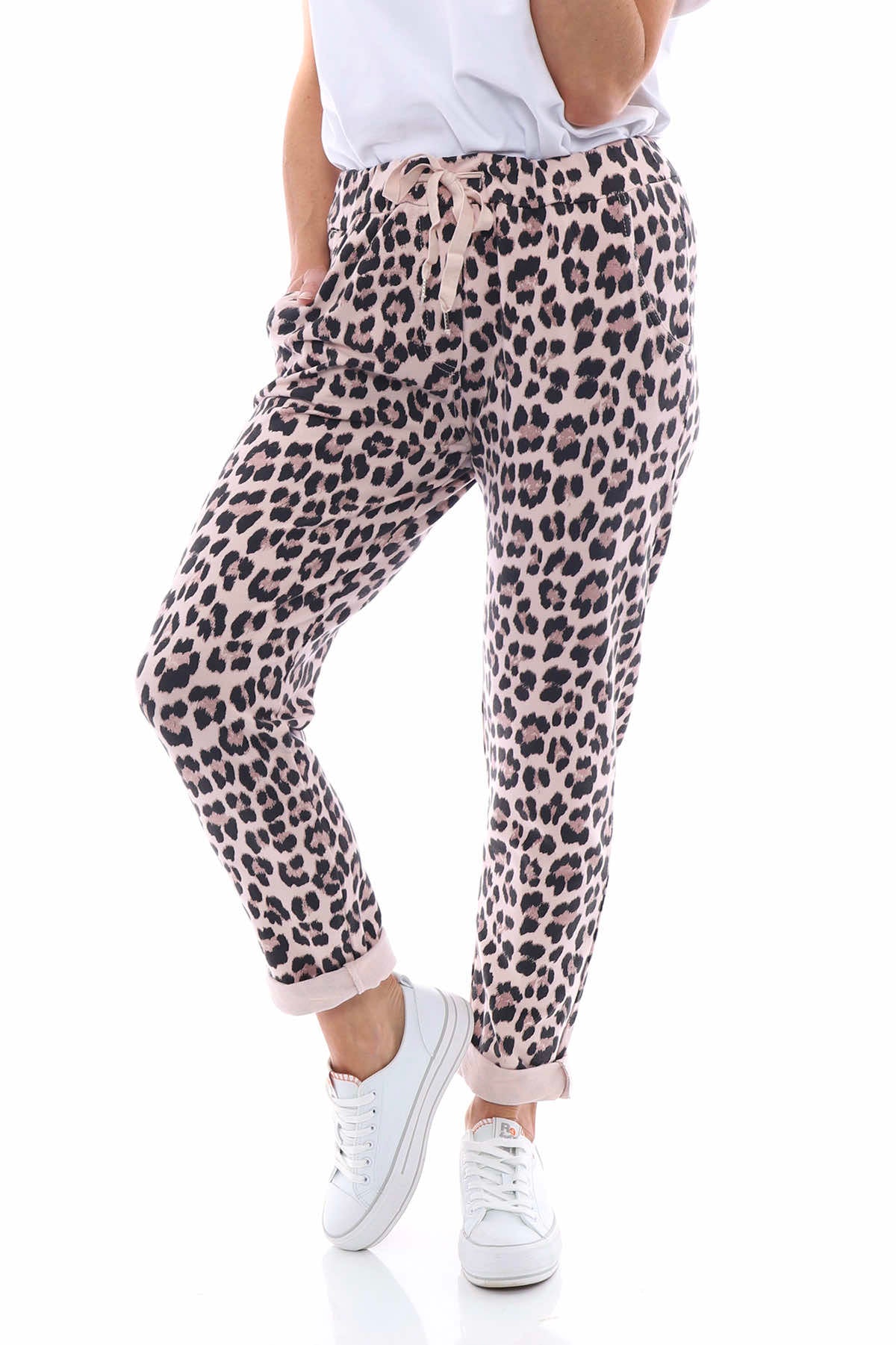 Minskip Leopard Print Jersey Pants Pink