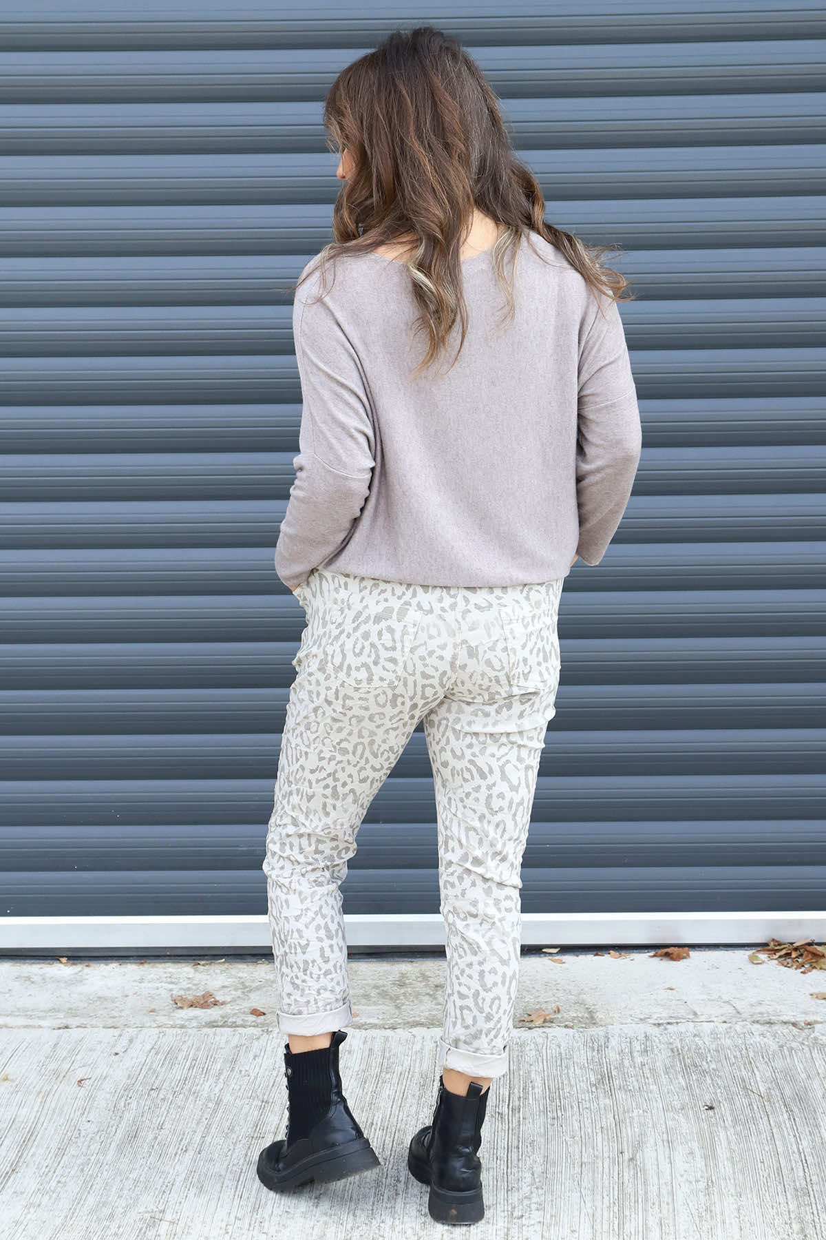 Yarwell Leopard Print Joggers Stone
