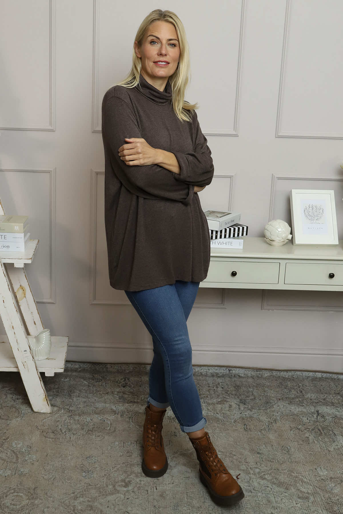 Lillian Polo Neck Jumper Cocoa