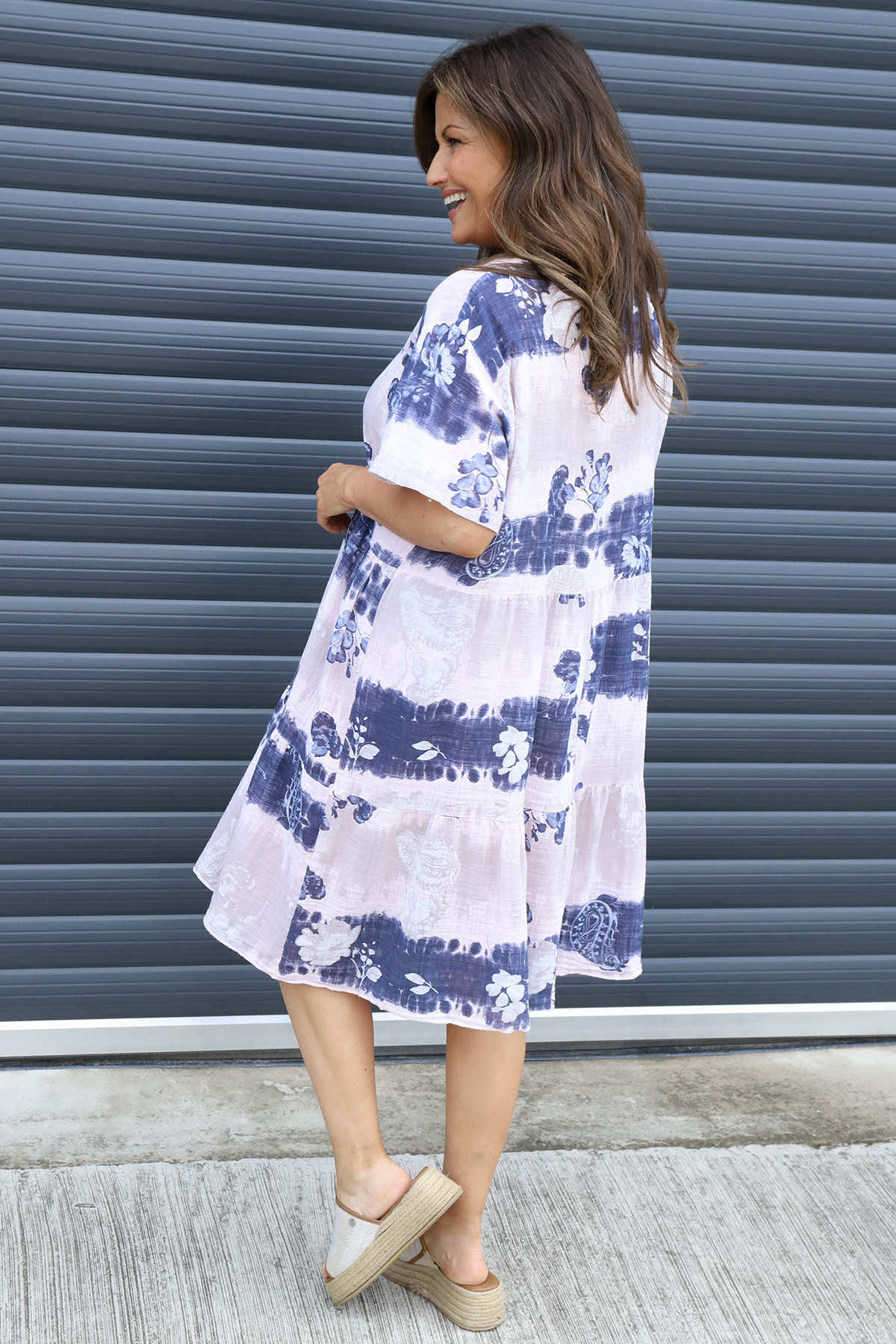 Erminia V-Neck Print Cotton Tunic Pink