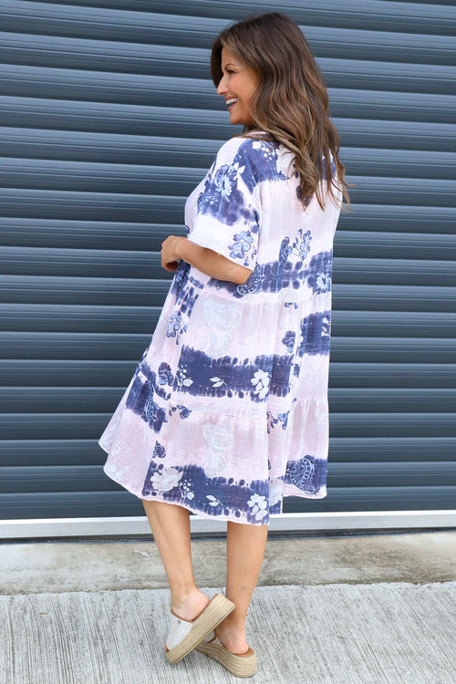 Erminia V-Neck Print Cotton Tunic Pink - Image 4