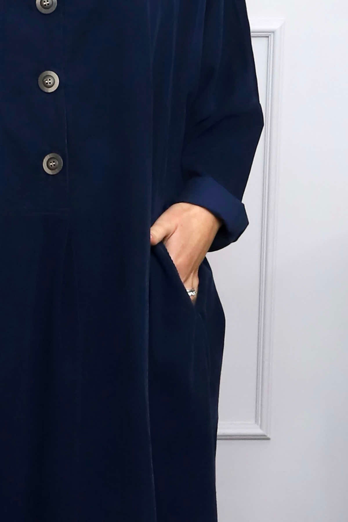 Amina Needlecord Dress Navy