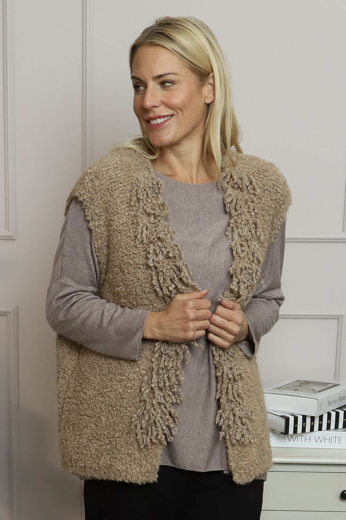 Caroline Knit Gilet Camel