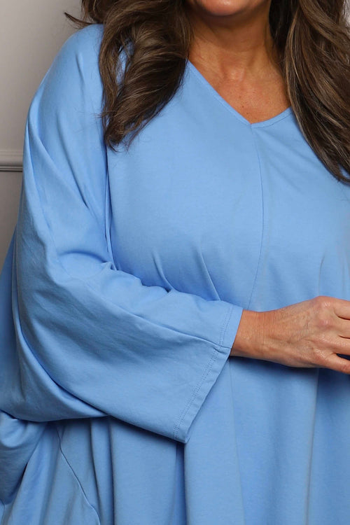 Annabelle V-Neck Cotton Top Powder Blue - Image 3