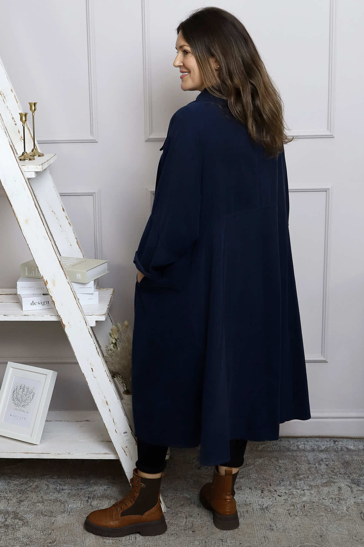 Amina Needlecord Dress Navy