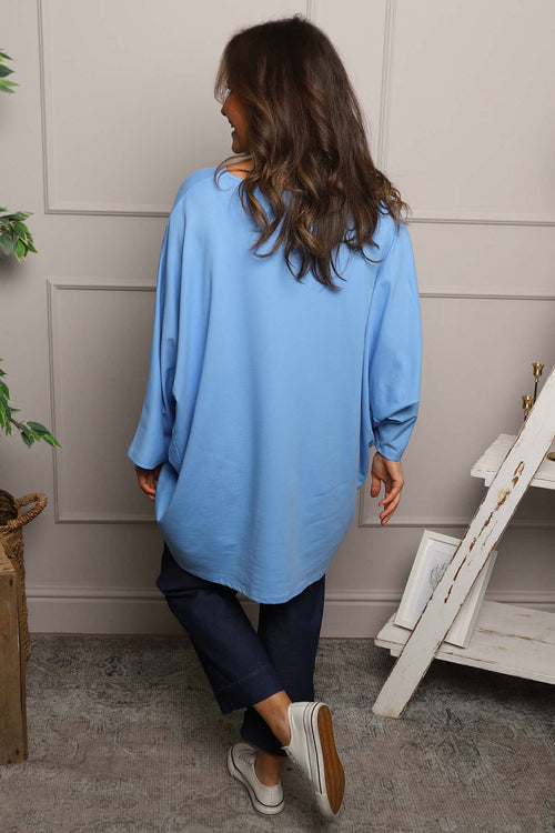 Annabelle V-Neck Cotton Top Powder Blue - Image 4