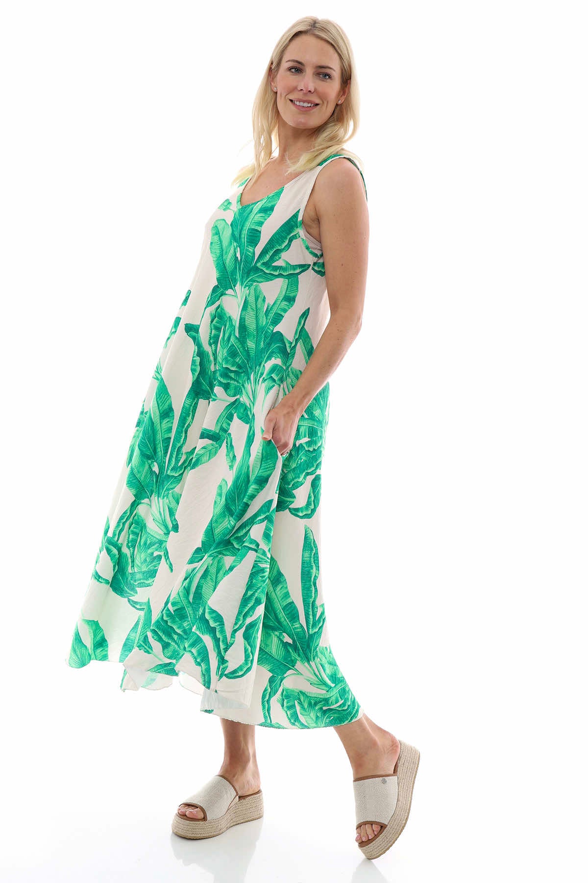 Fenyx Botanical Dress Emerald