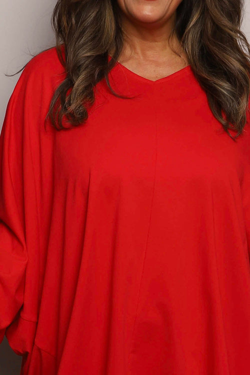 Annabelle V-Neck Cotton Top Red - Image 3