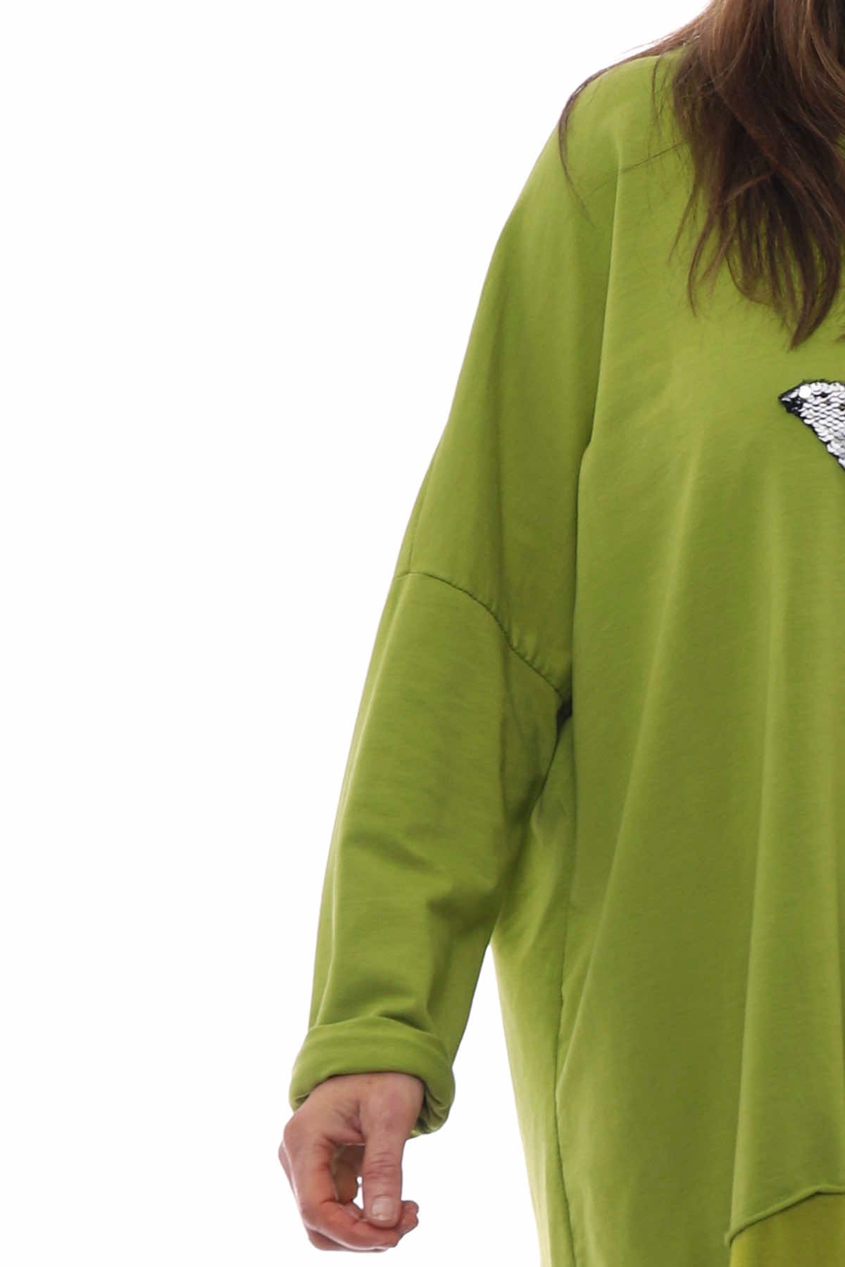Selsey Sequin Star Cotton Top Lime