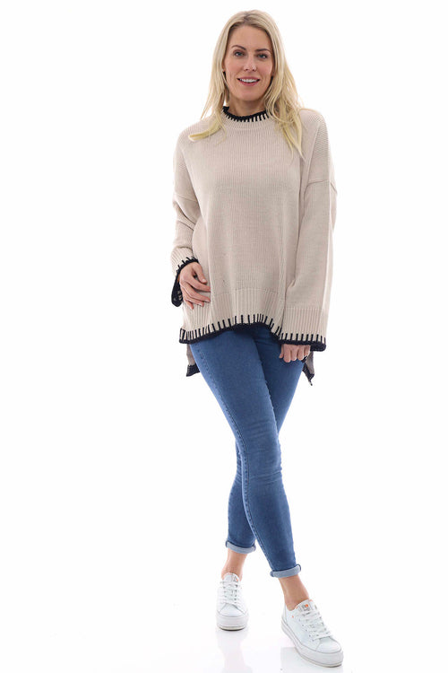 Maddie Knitted Jumper Stone - Image 1