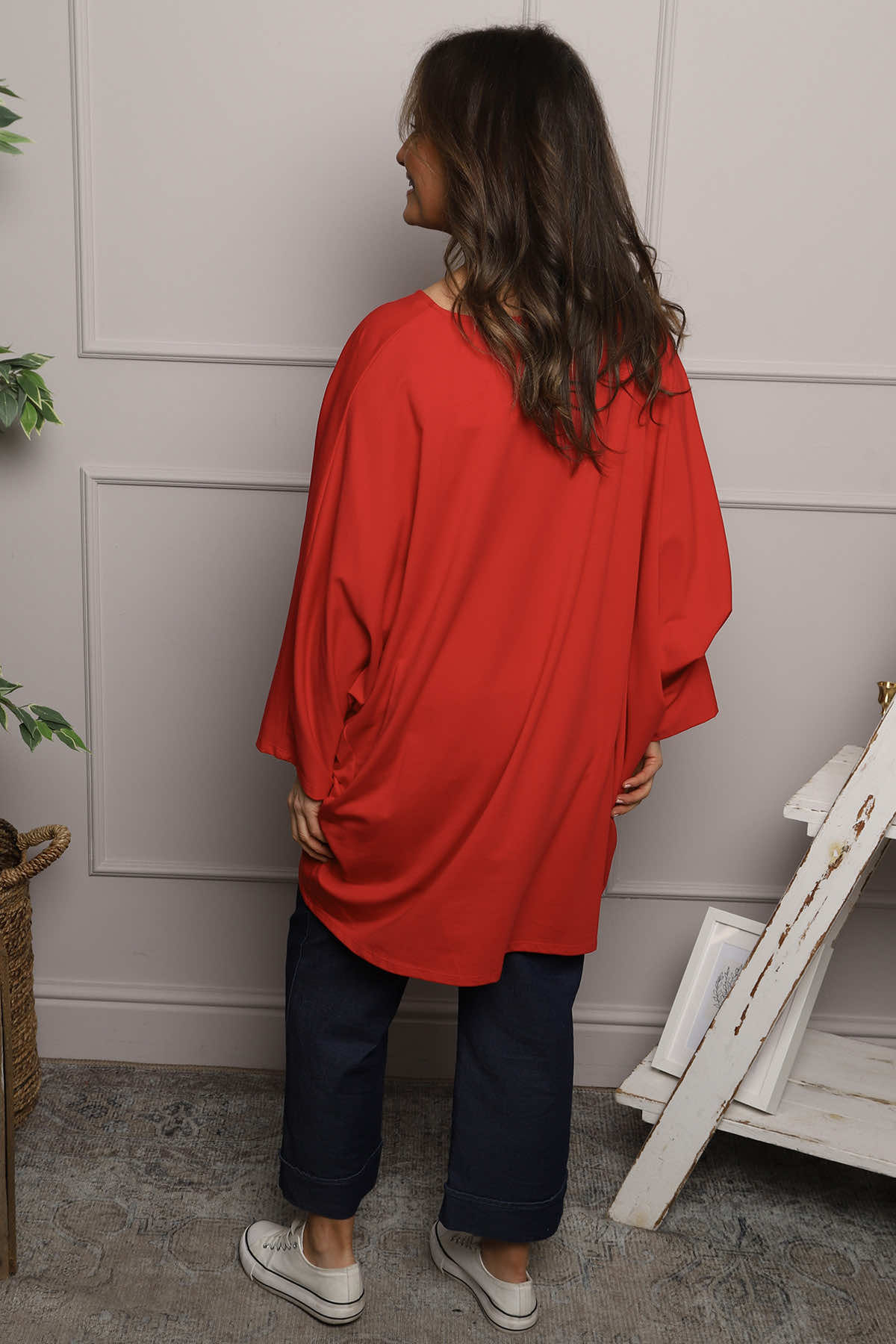 Annabelle V-Neck Cotton Top Red