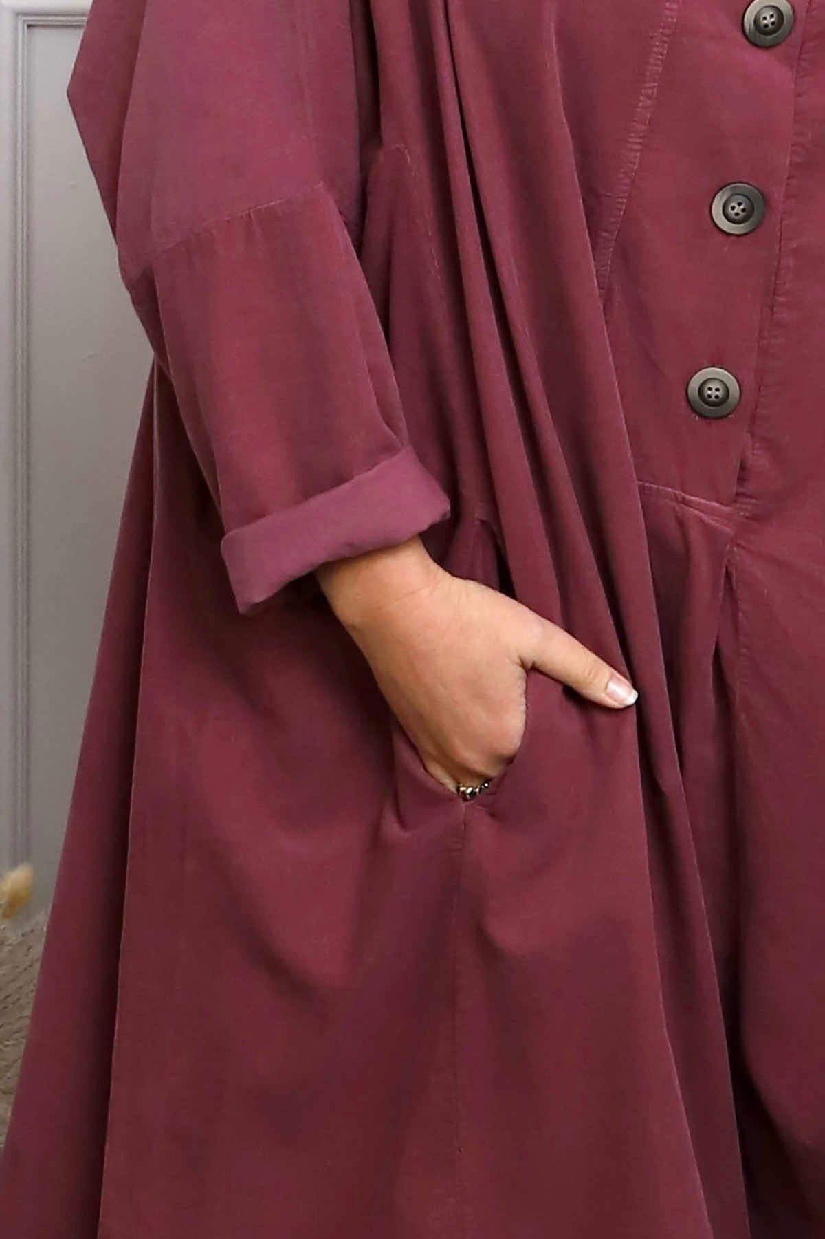 Amina Needlecord Dress Plum