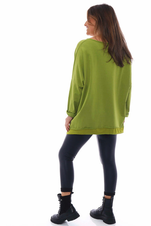 Selsey Sequin Star Cotton Top Lime - Image 5