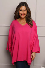 Annabelle V-Neck Cotton Top Fuchsia Fuchsia - Annabelle V-Neck Cotton Top Fuchsia