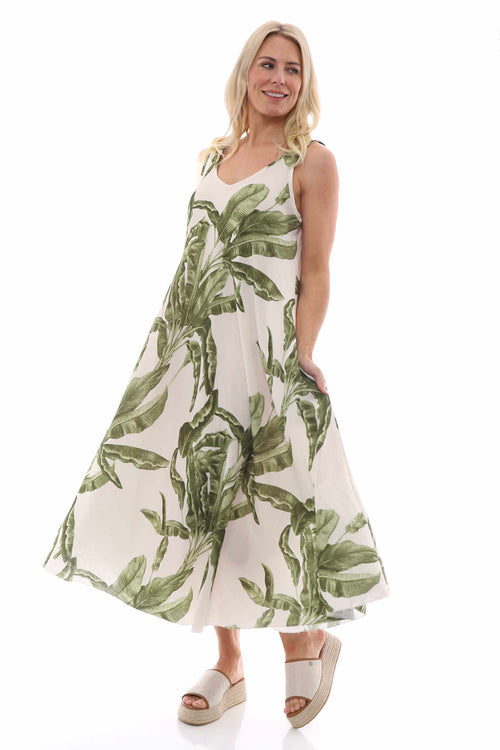 Fenyx Botanical Dress Khaki - Image 1