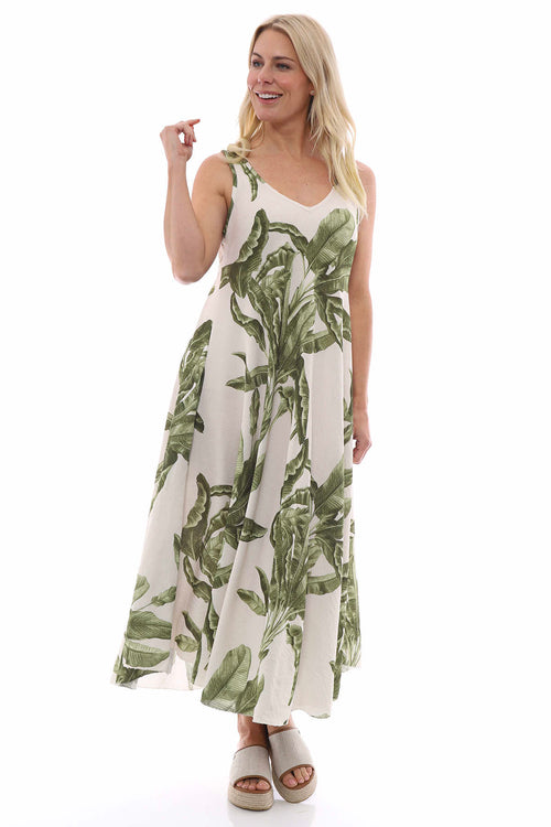 Fenyx Botanical Dress Khaki - Image 4