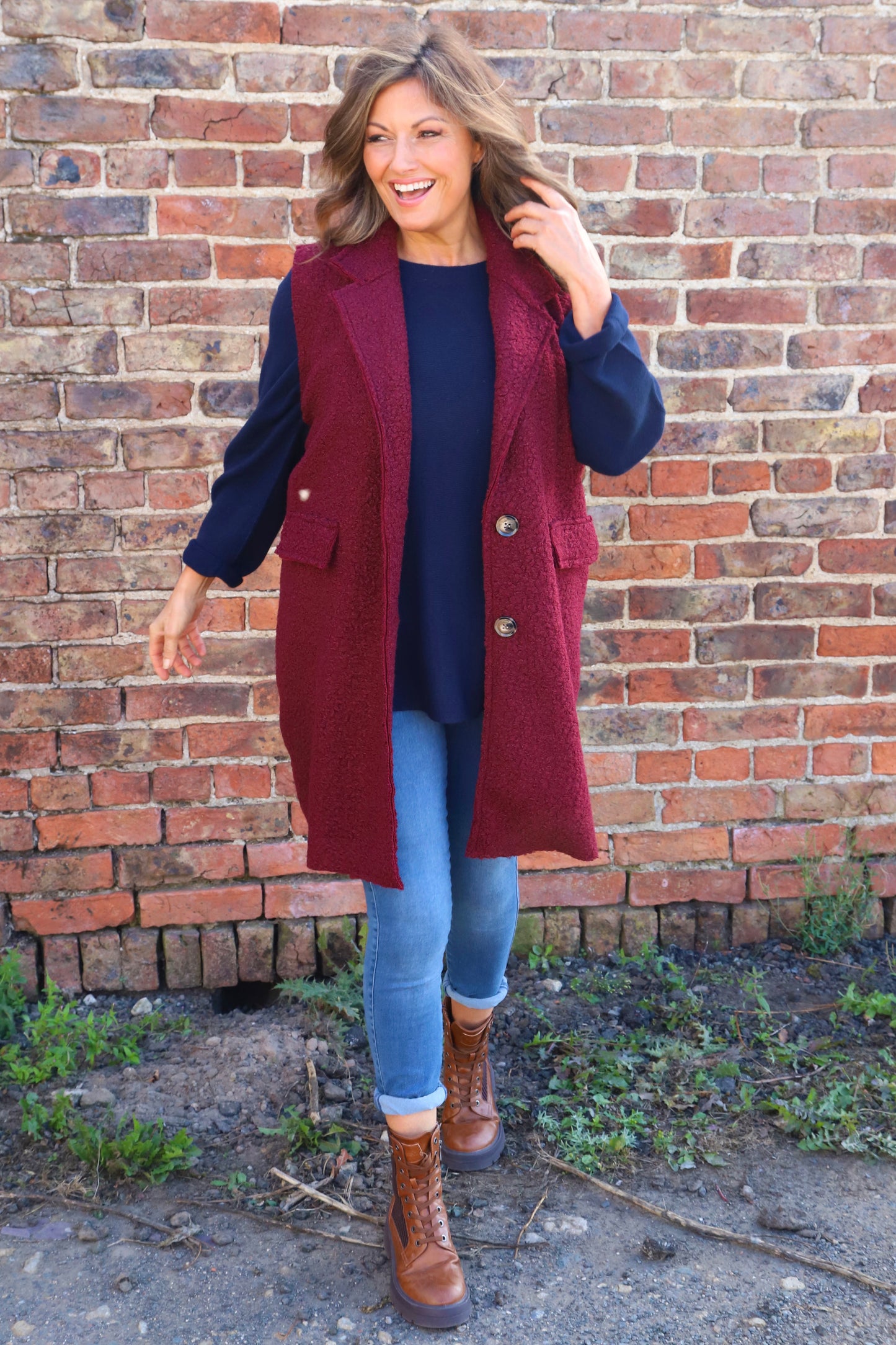 Nori Boucle Gilet Wine