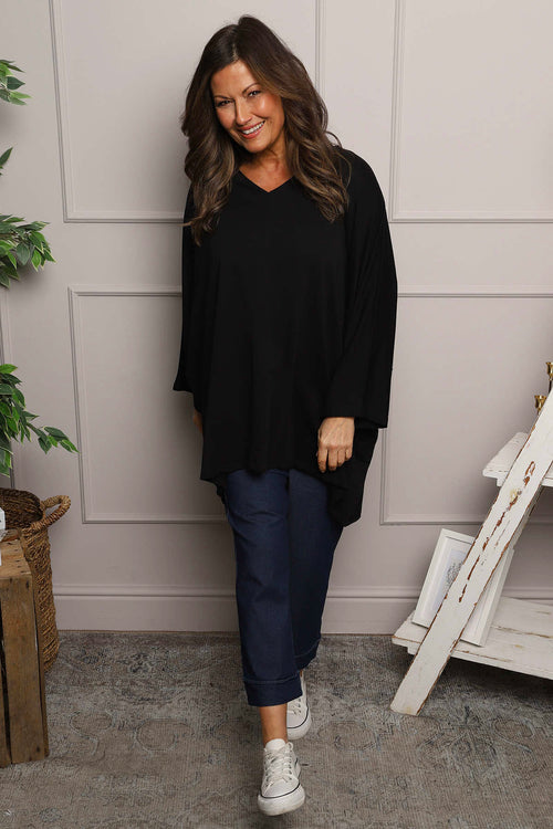 Annabelle V-Neck Cotton Top Black - Image 2