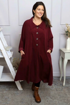 Amina Needlecord Dress Wine