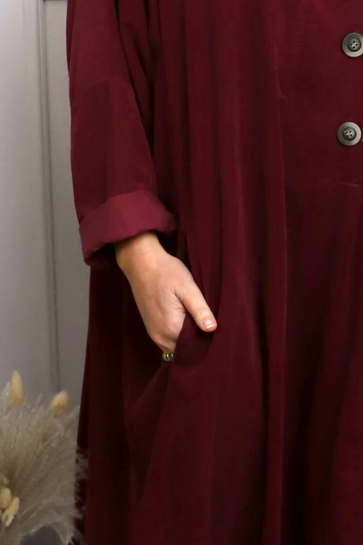 Amina Needlecord Dress Wine