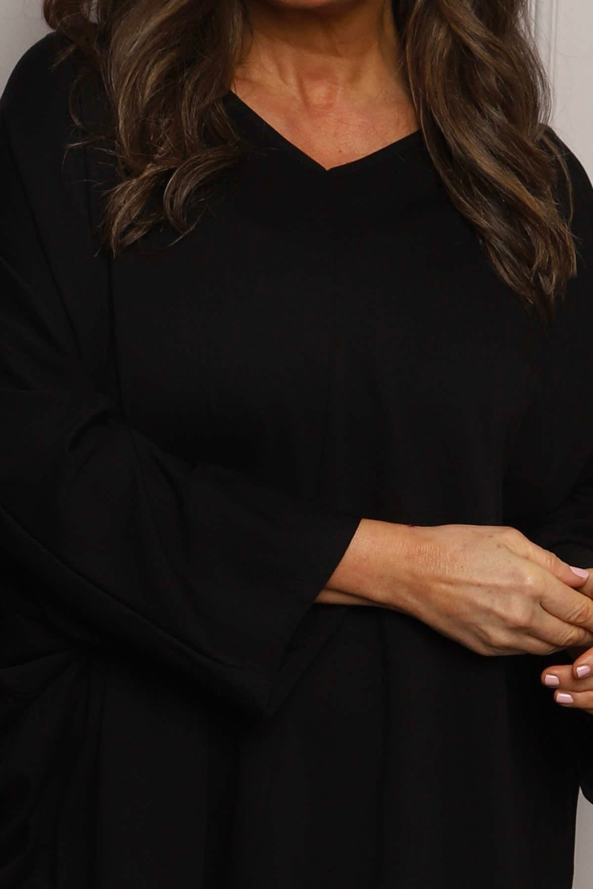 Annabelle V-Neck Cotton Top Black