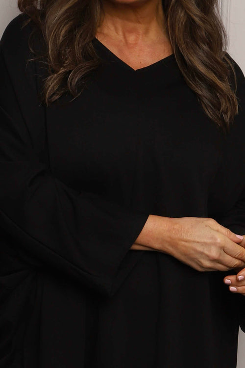 Annabelle V-Neck Cotton Top Black - Image 3