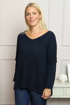 Albertina Waffle Jumper Navy
