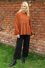 Geraldine Needlecord Top Burnt Orange Burnt Orange - Geraldine Needlecord Top Burnt Orange