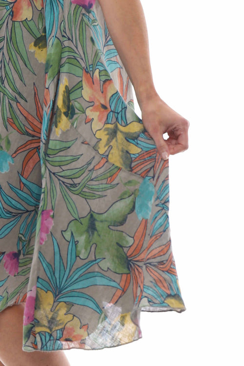 Maxima Floral Linen Dress Mocha - Image 6