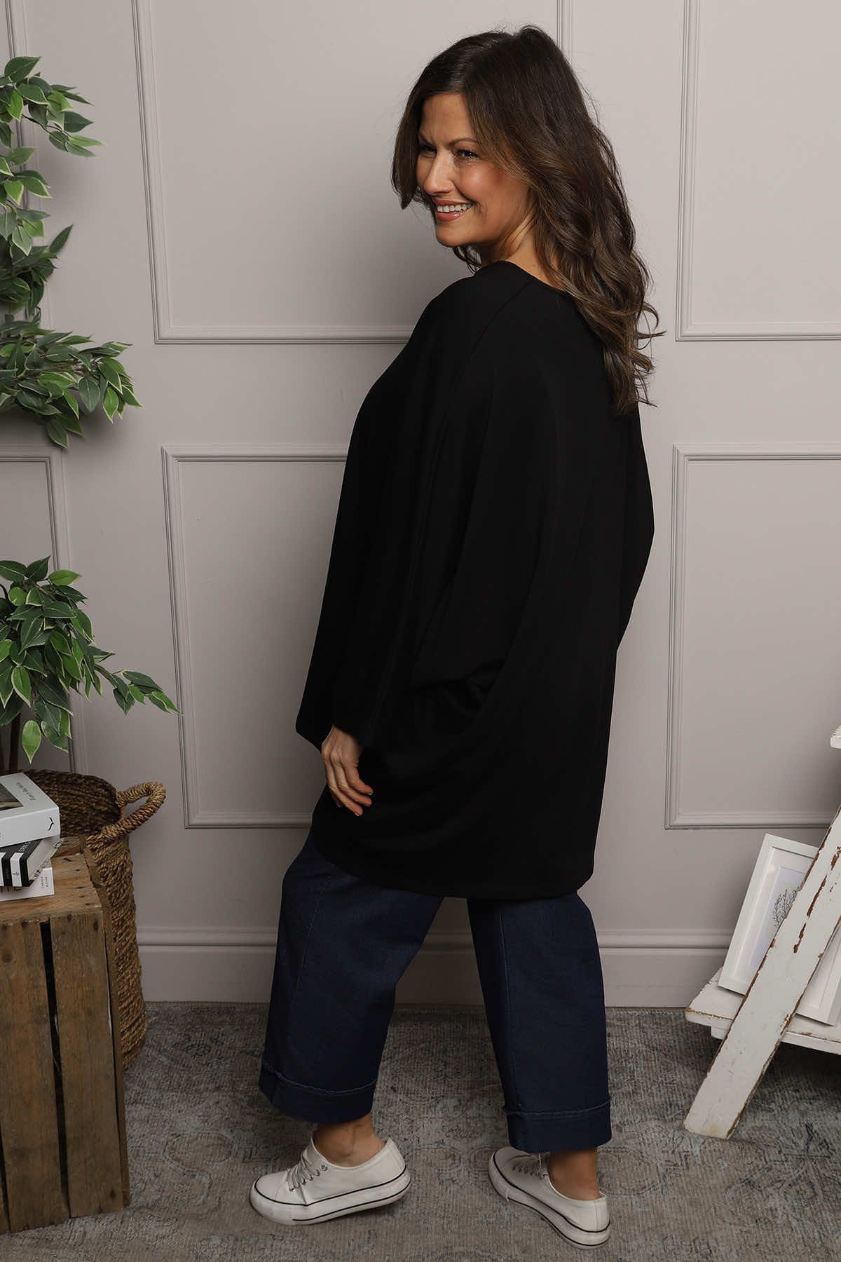 Annabelle V-Neck Cotton Top Black